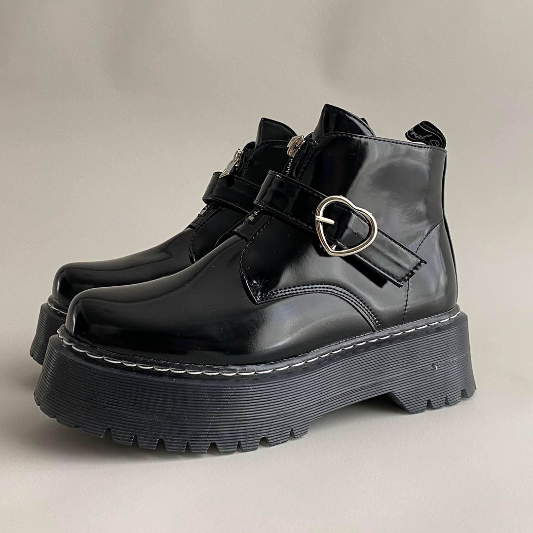Botines Ivy Black Gloss Coral