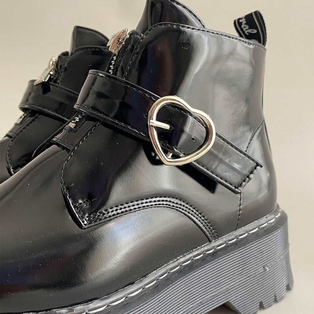 Botines Ivy Black Gloss Coral